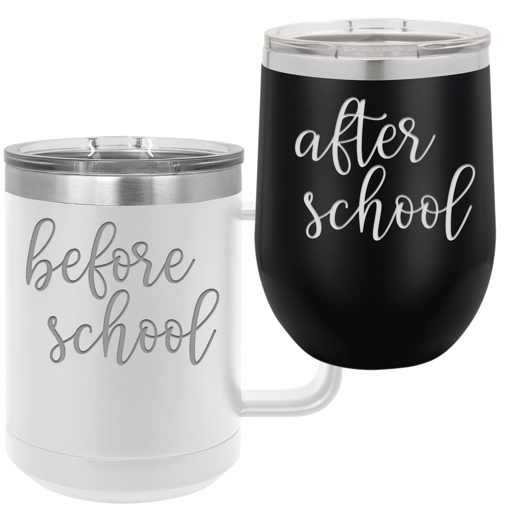 Before School After School Coffee Mug and Wine Tumbler Set — Griffco Supply