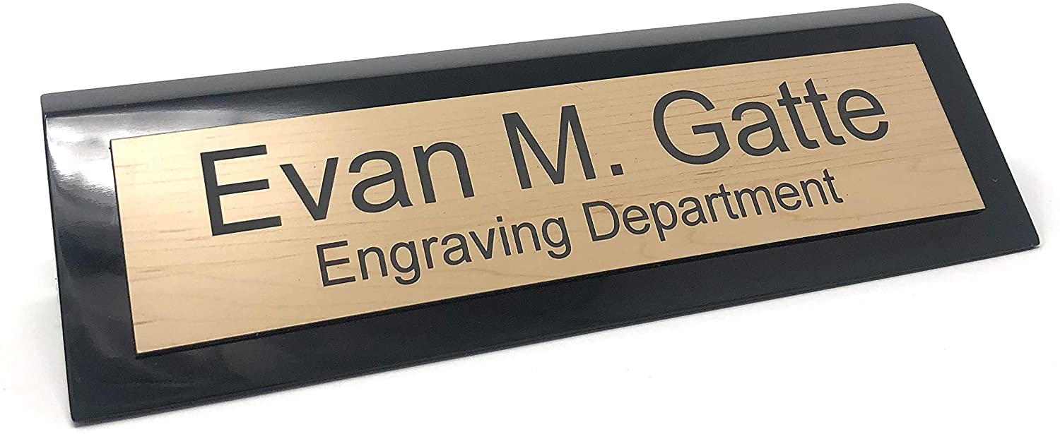 Personalized Business Desk Name Plate - Office Name Plate for Desk - Black  Piano - Includes Engraving