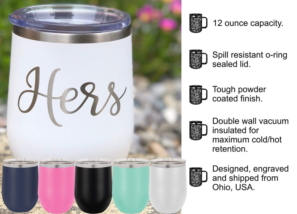 12 oz stemless wine tumblers with lid
