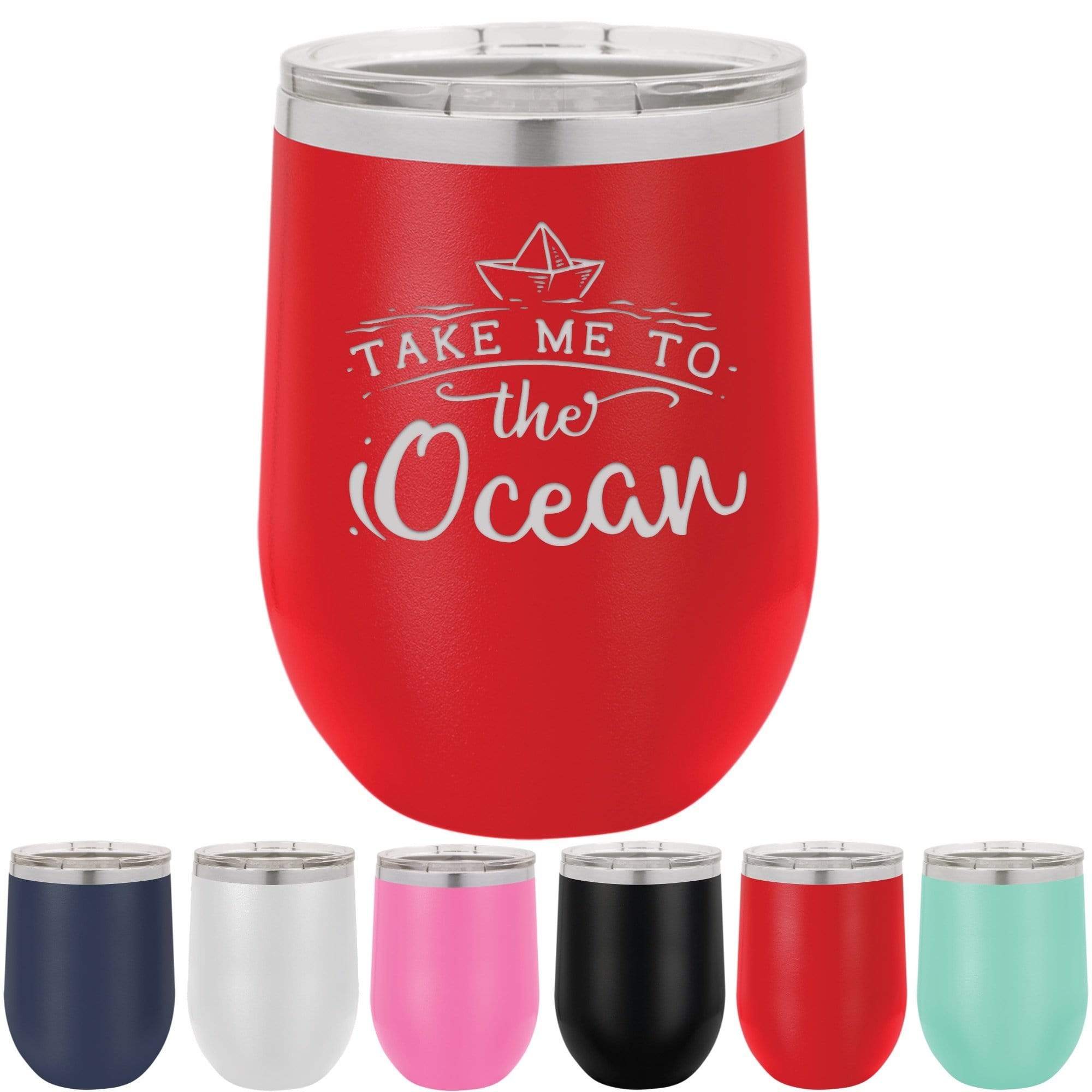 Take Me To The Ocean 12 ounce Wine Glass Beach Tumbler — Griffco